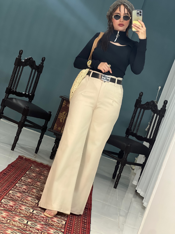 شلوار فول بگ کتان پنبه